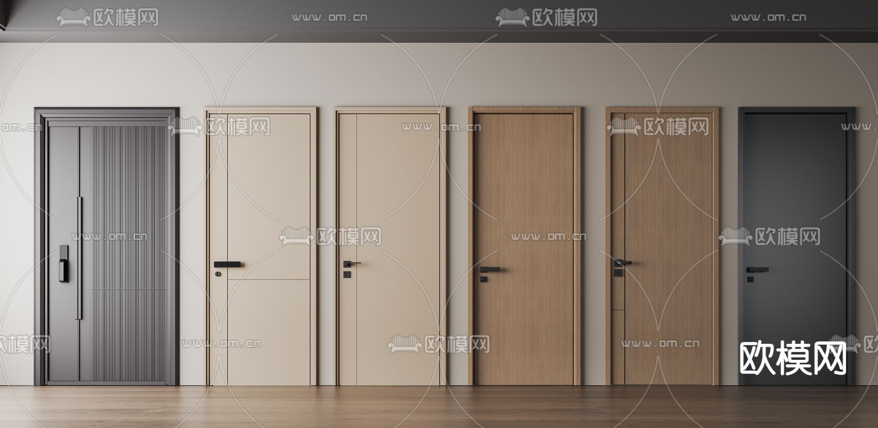 入户门 房门 木门 平开门3d模型下载