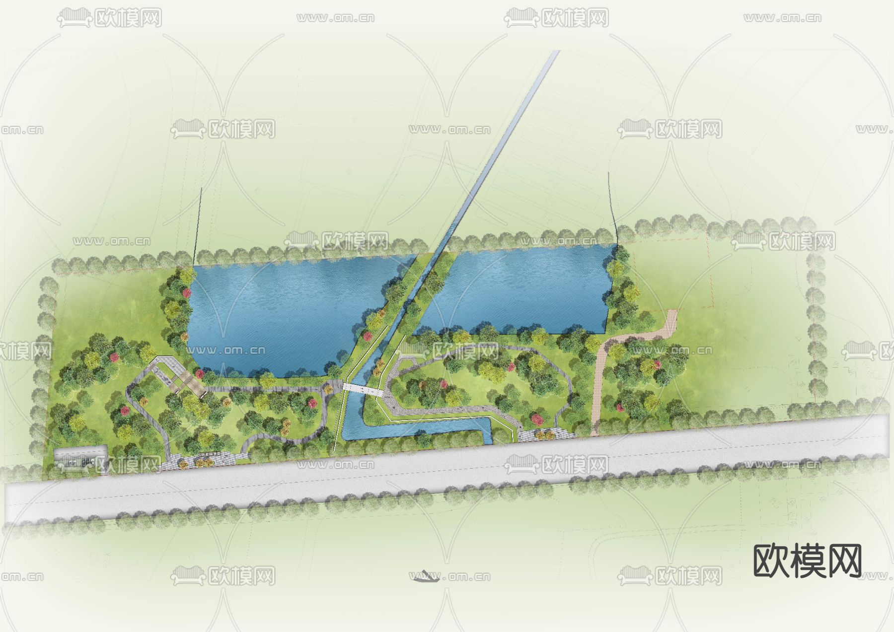 湖滨公园 平面规划psd下载