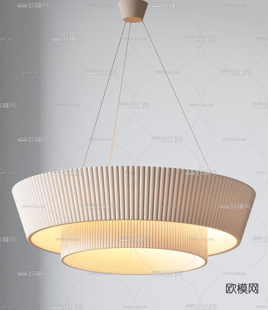 奶油风吊灯 创意吊灯3d模型下载（渲染图2）