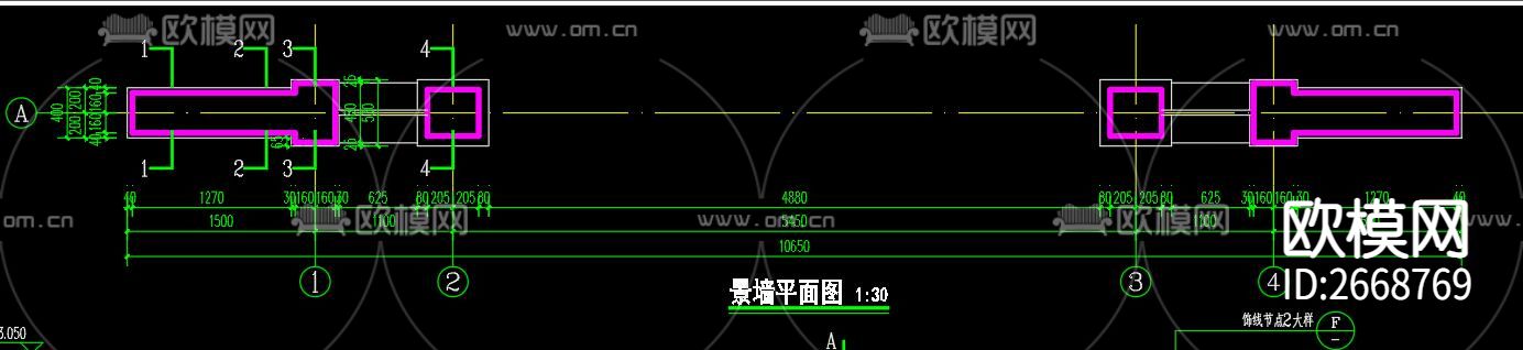 景墙节点大样cad施工图下载（渲染图5）