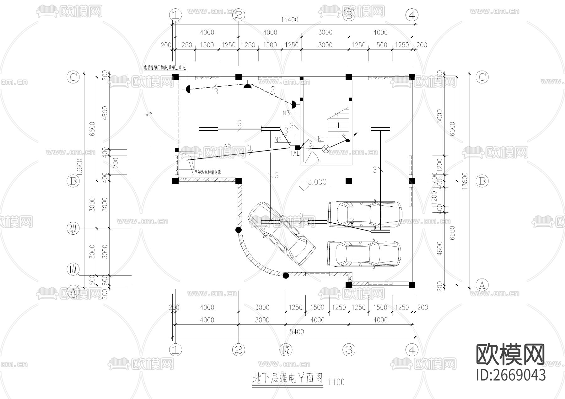 三层别墅全套强弱电cad施工图下载（渲染图2）