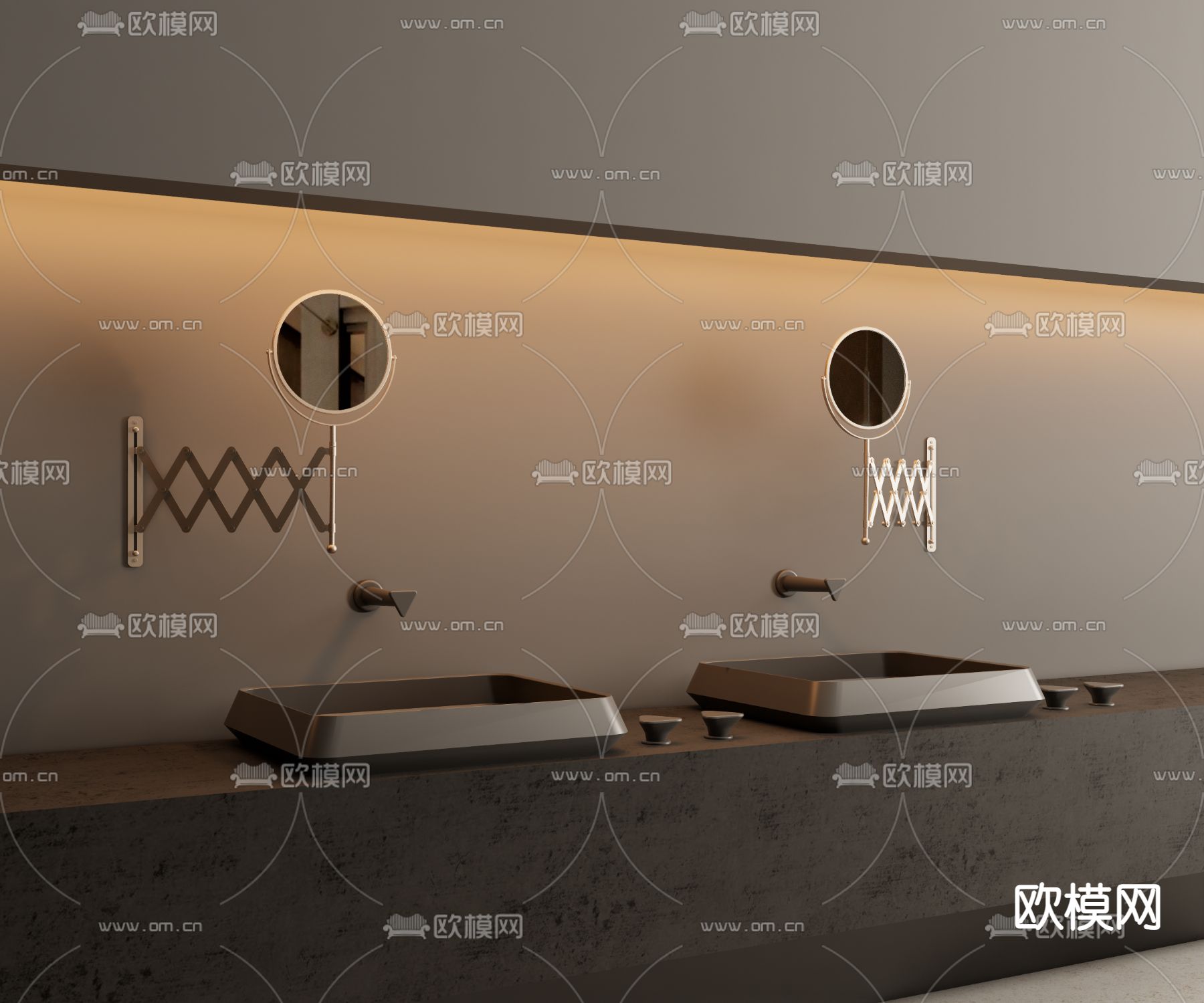 台盆 洗手台 化妆镜3d模型下载