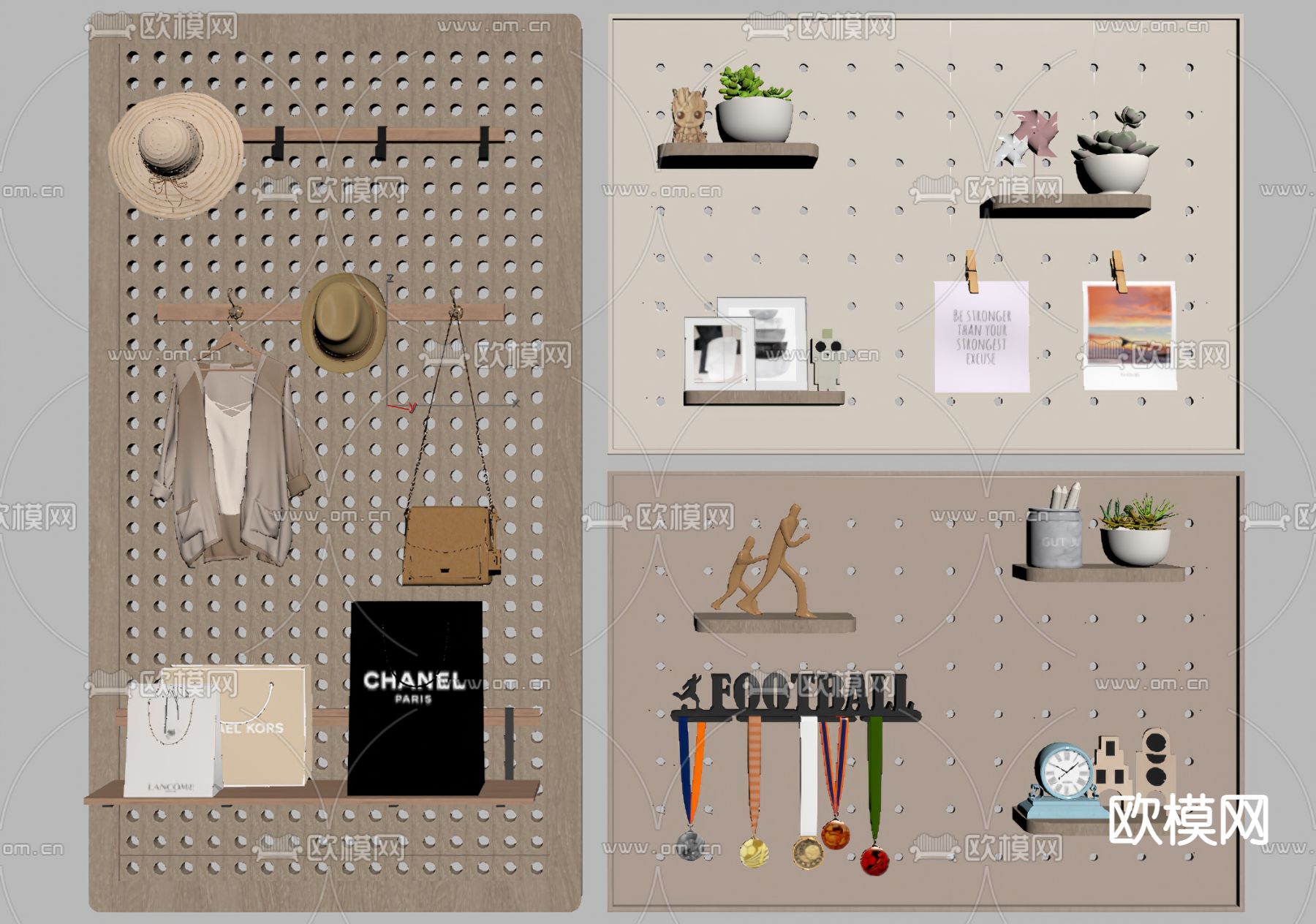 洞洞板壁柜su模型下载（渲染图2）