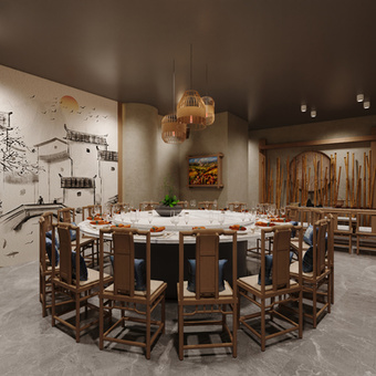 农家乐包厢 包房 包间3d模型