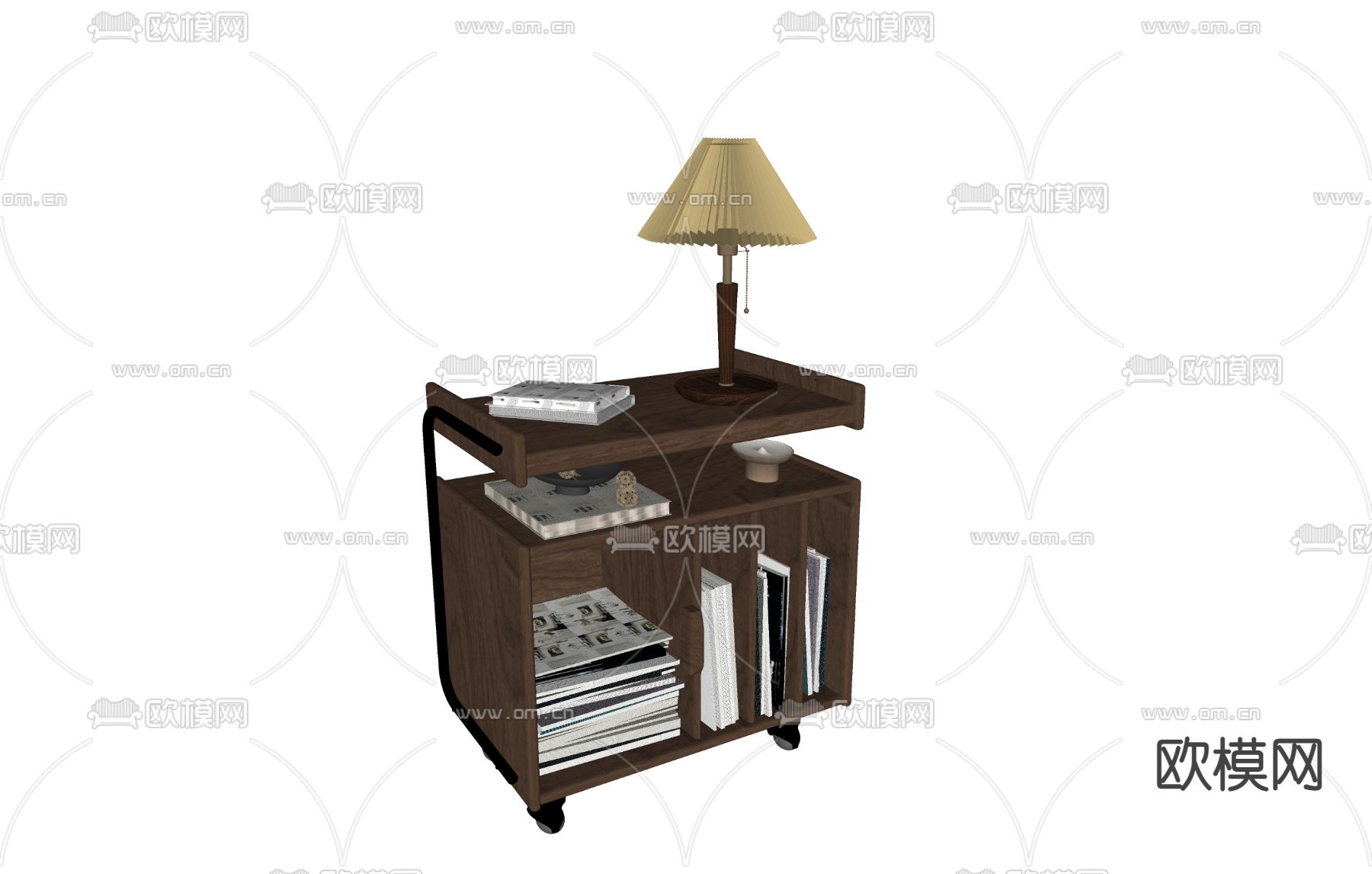 北欧原木床头柜su模型下载（渲染图2）