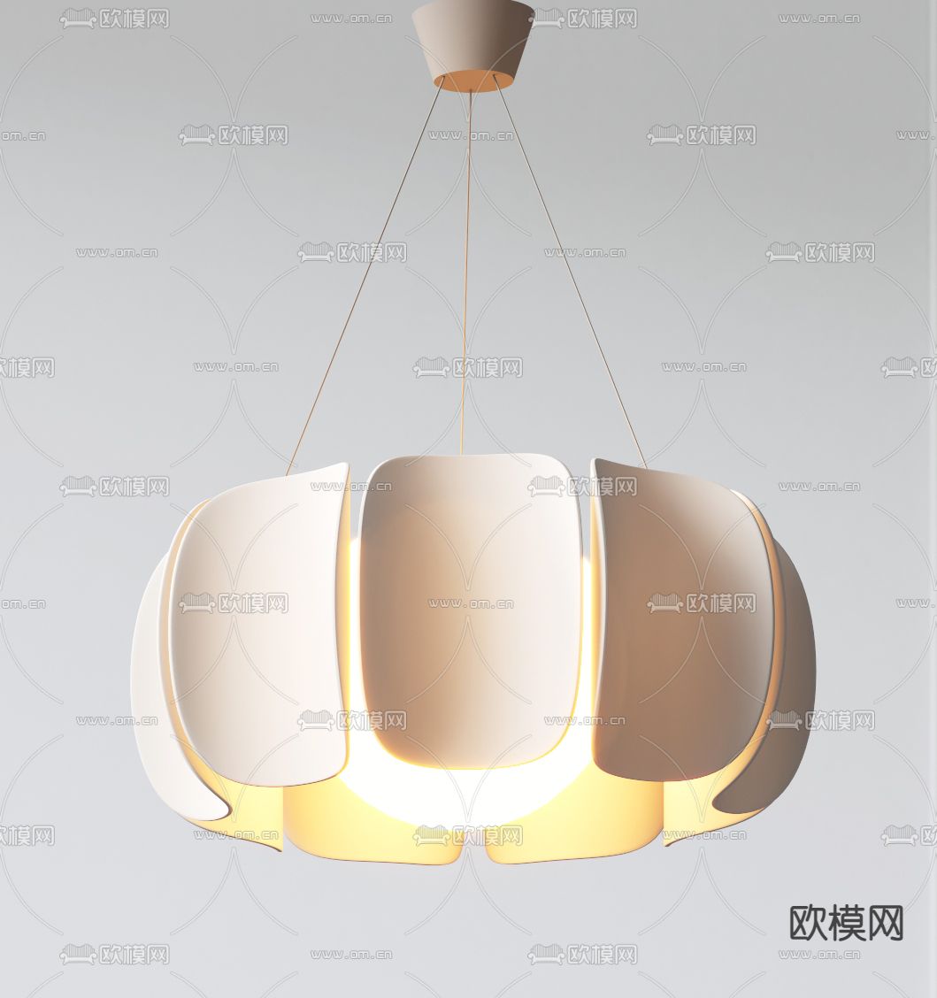 奶油风吊灯 创意吊灯3d模型下载（渲染图3）