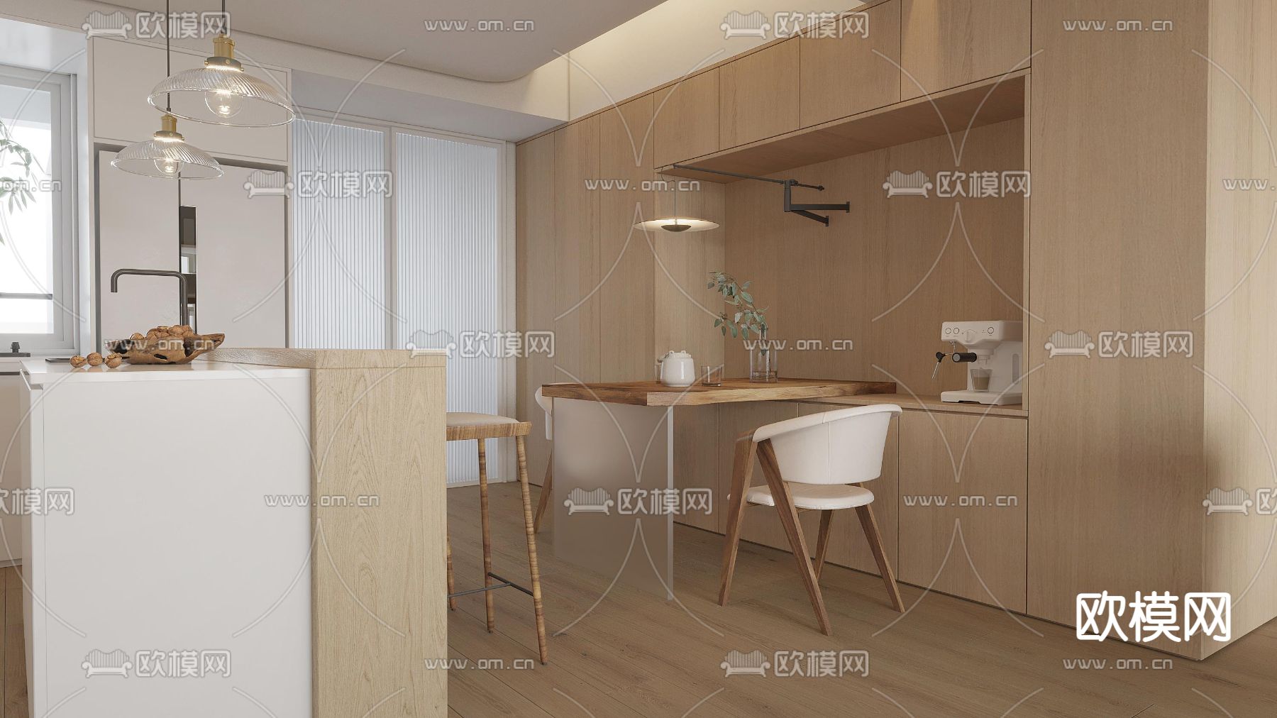 北欧客餐厅3d模型下载（渲染图3）