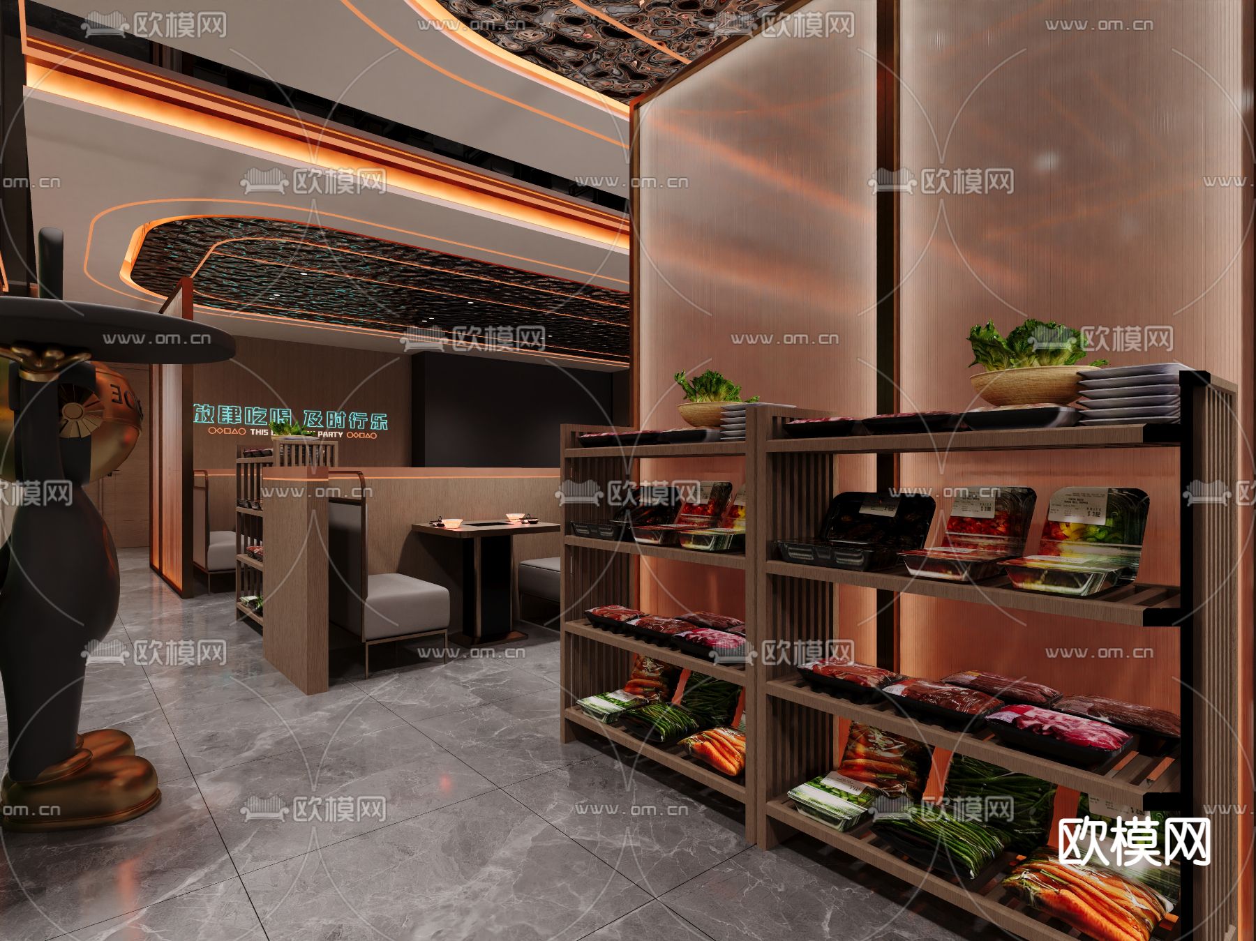 火锅店3d模型下载（渲染图4）