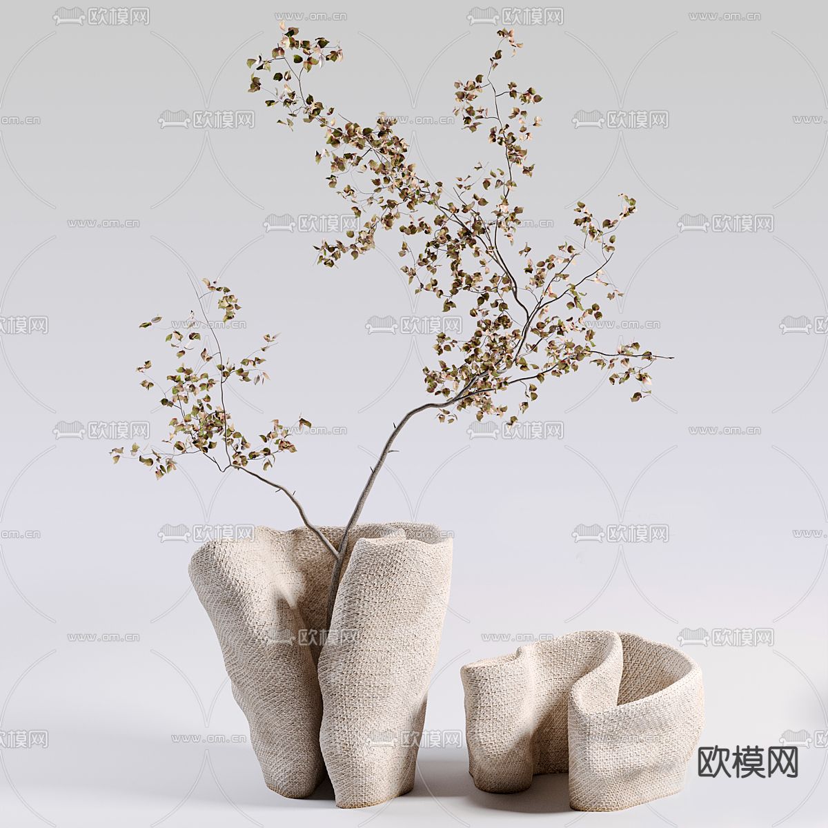 花瓶 花卉 干枝 花艺3d模型下载_ID14116172_3dmax免费模型-欧模网