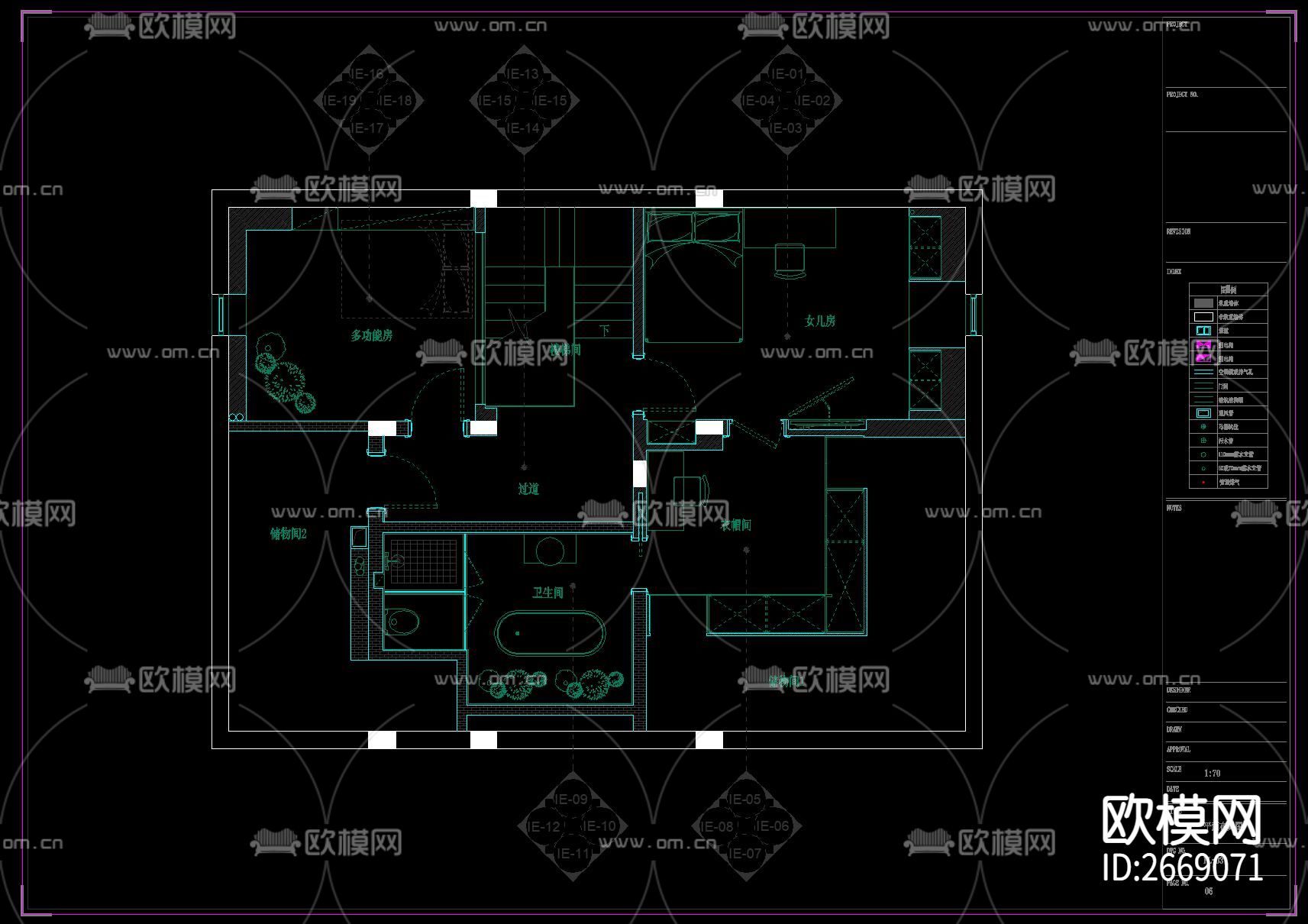 三层别墅cad施工图下载（渲染图1）