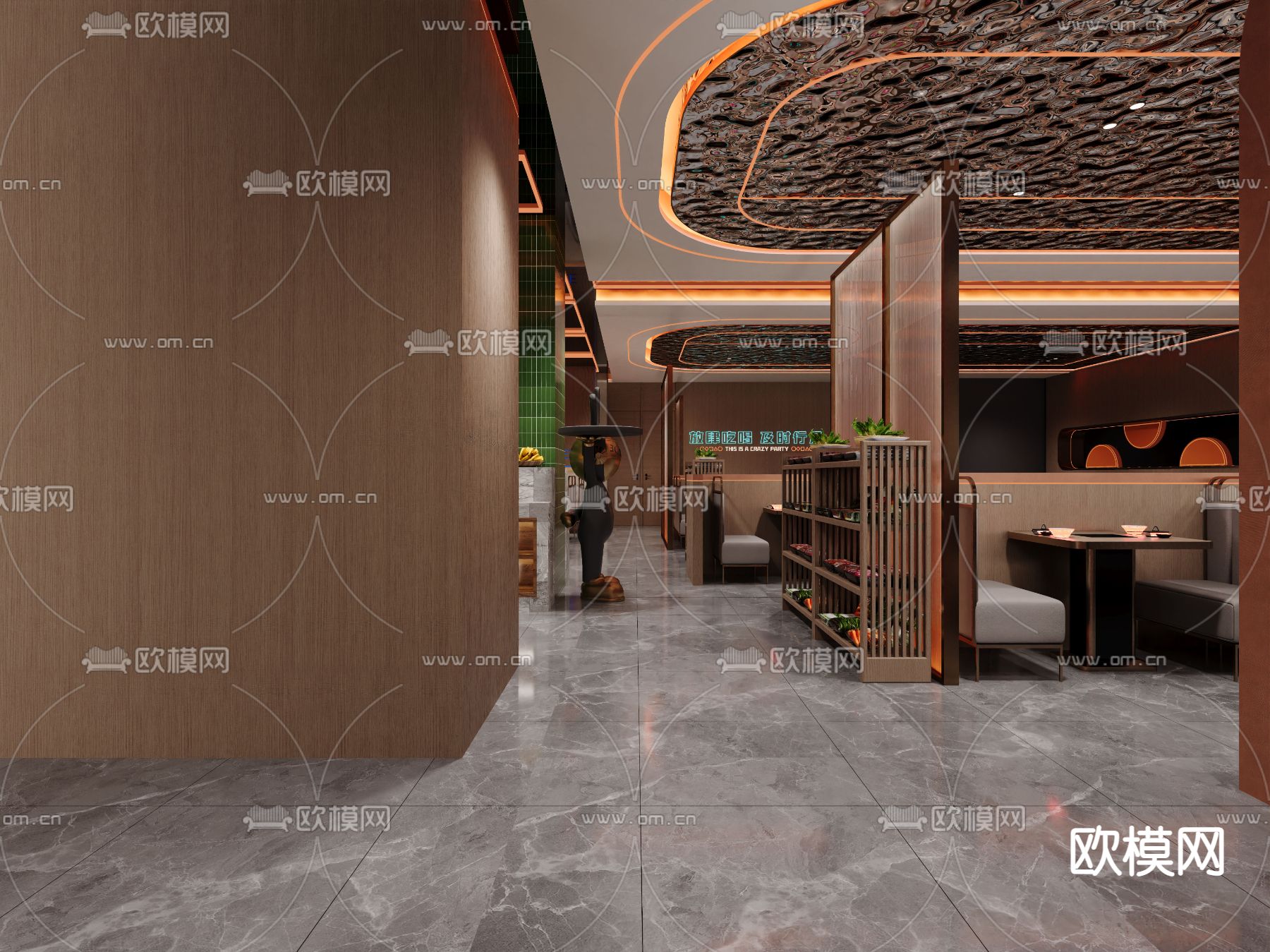 火锅店3d模型下载（渲染图2）