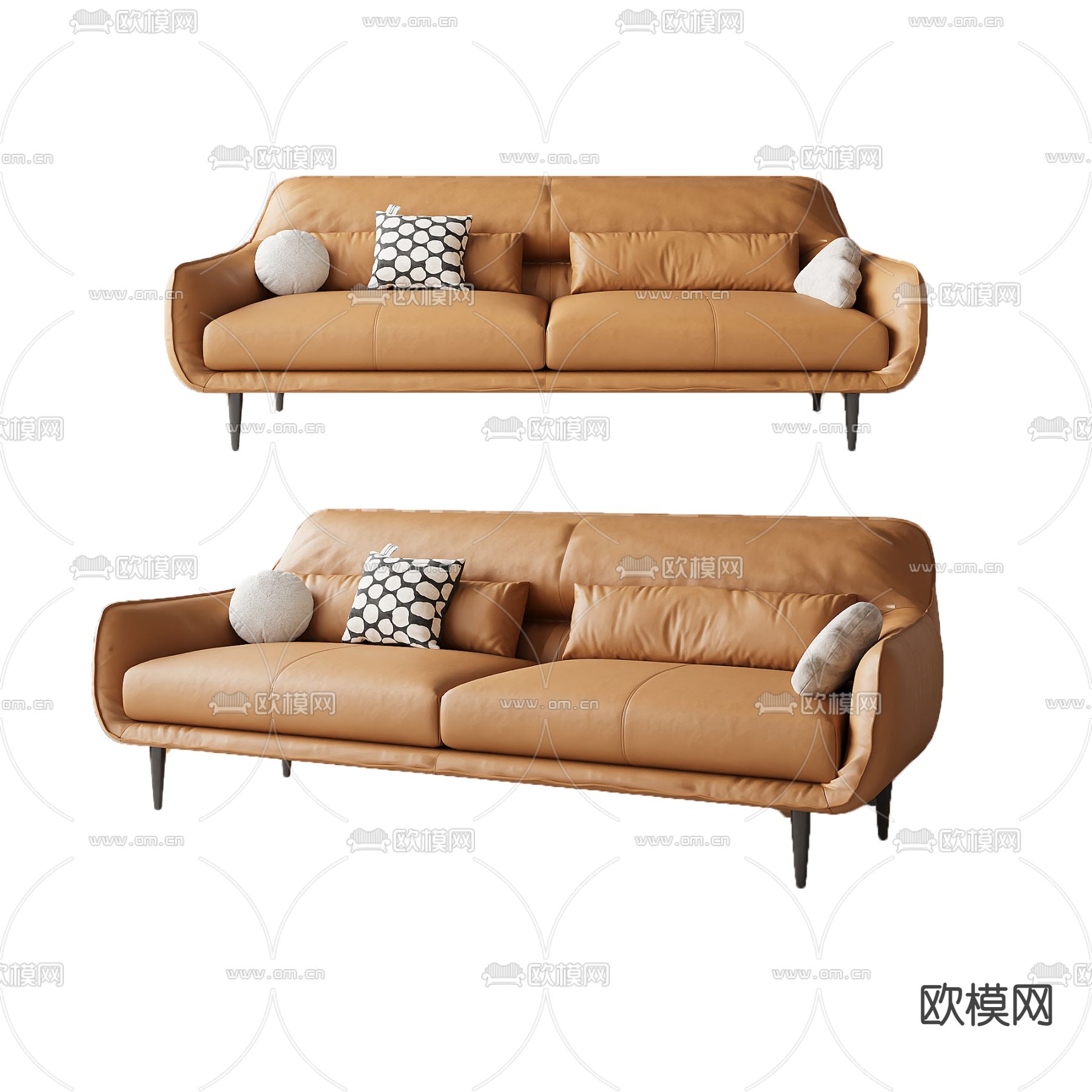奶油风沙发 双人沙发3d模型下载（渲染图1）