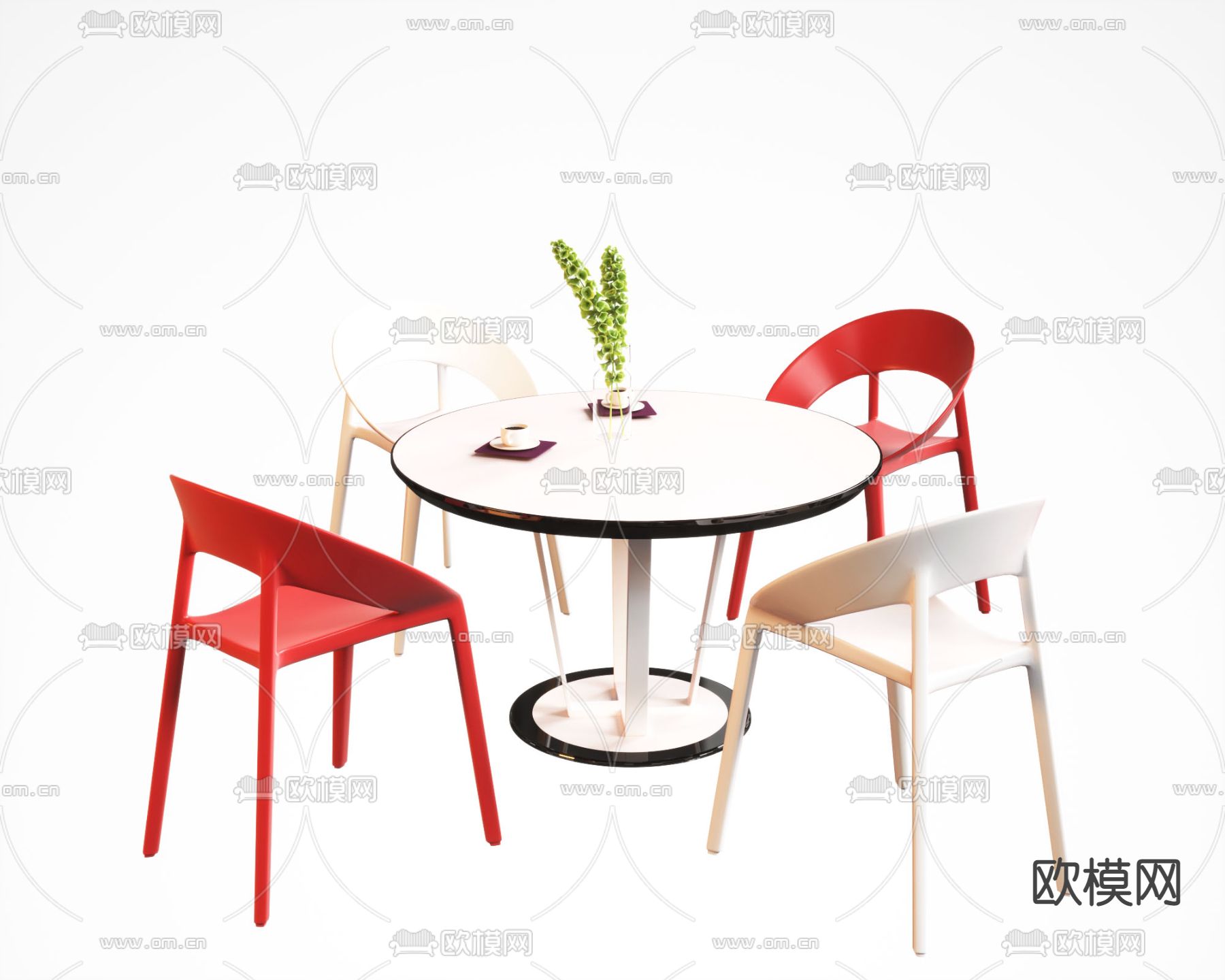 休闲桌椅 圆形桌椅3d模型下载