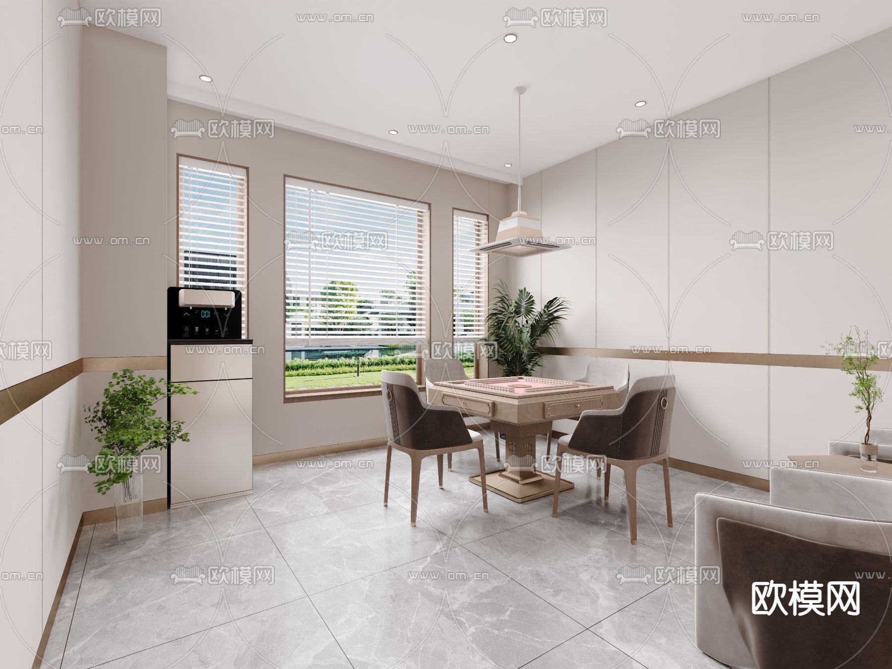 轻奢棋牌室 麻将房3d模型下载