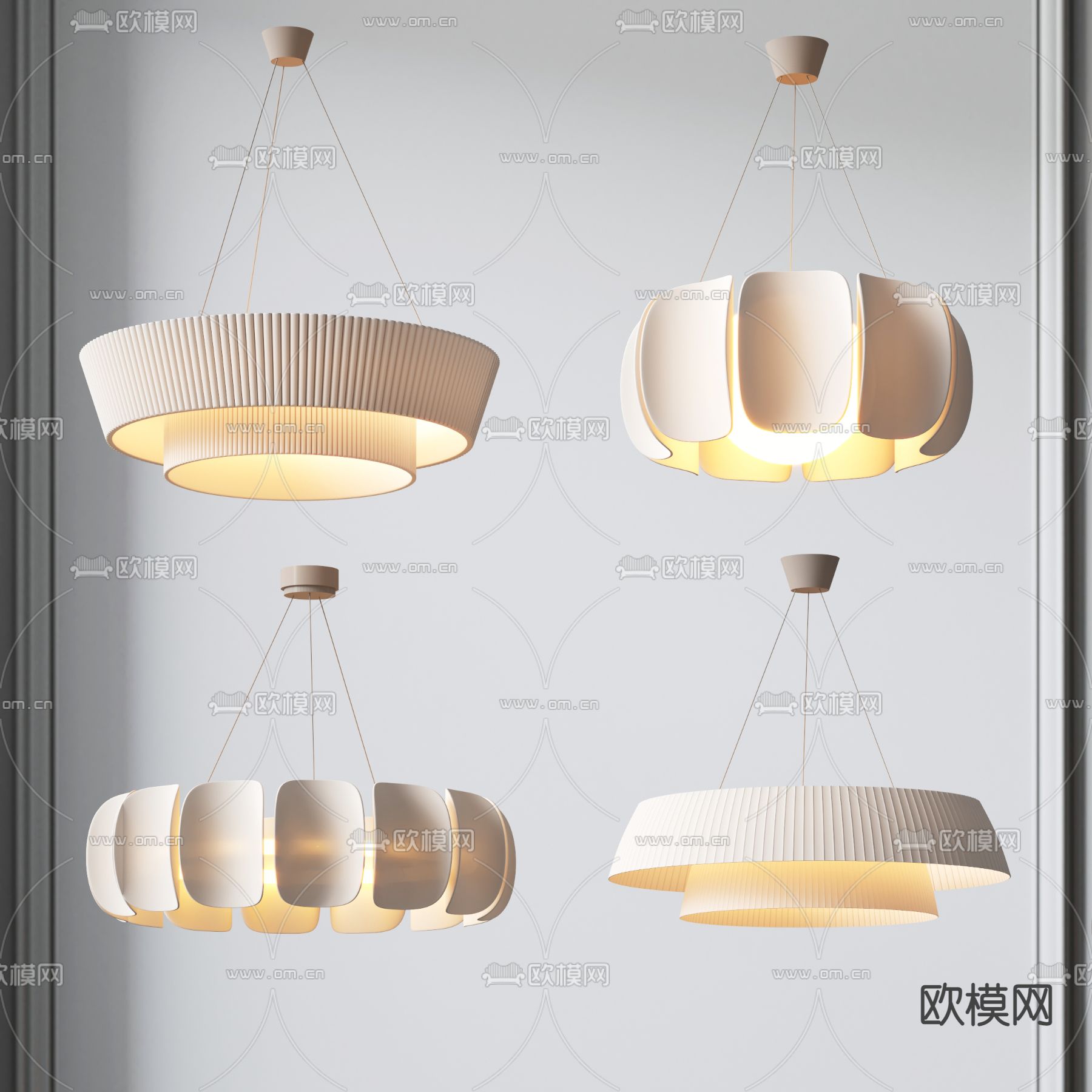 奶油风吊灯 创意吊灯3d模型下载（渲染图1）