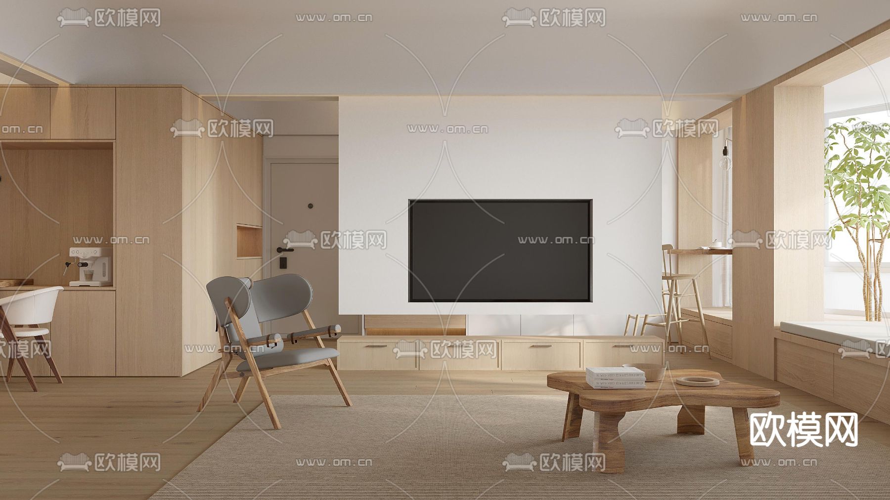 北欧客餐厅3d模型下载（渲染图1）