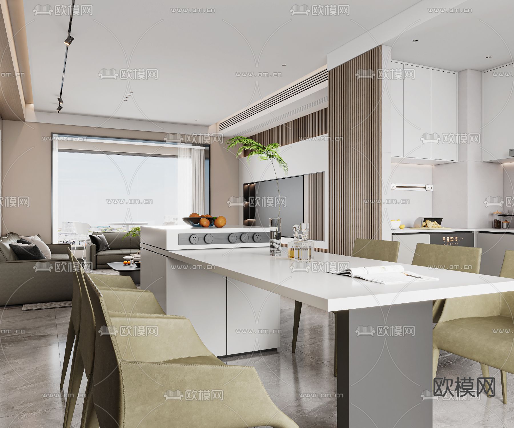 北欧客餐厅3d模型下载（渲染图4）