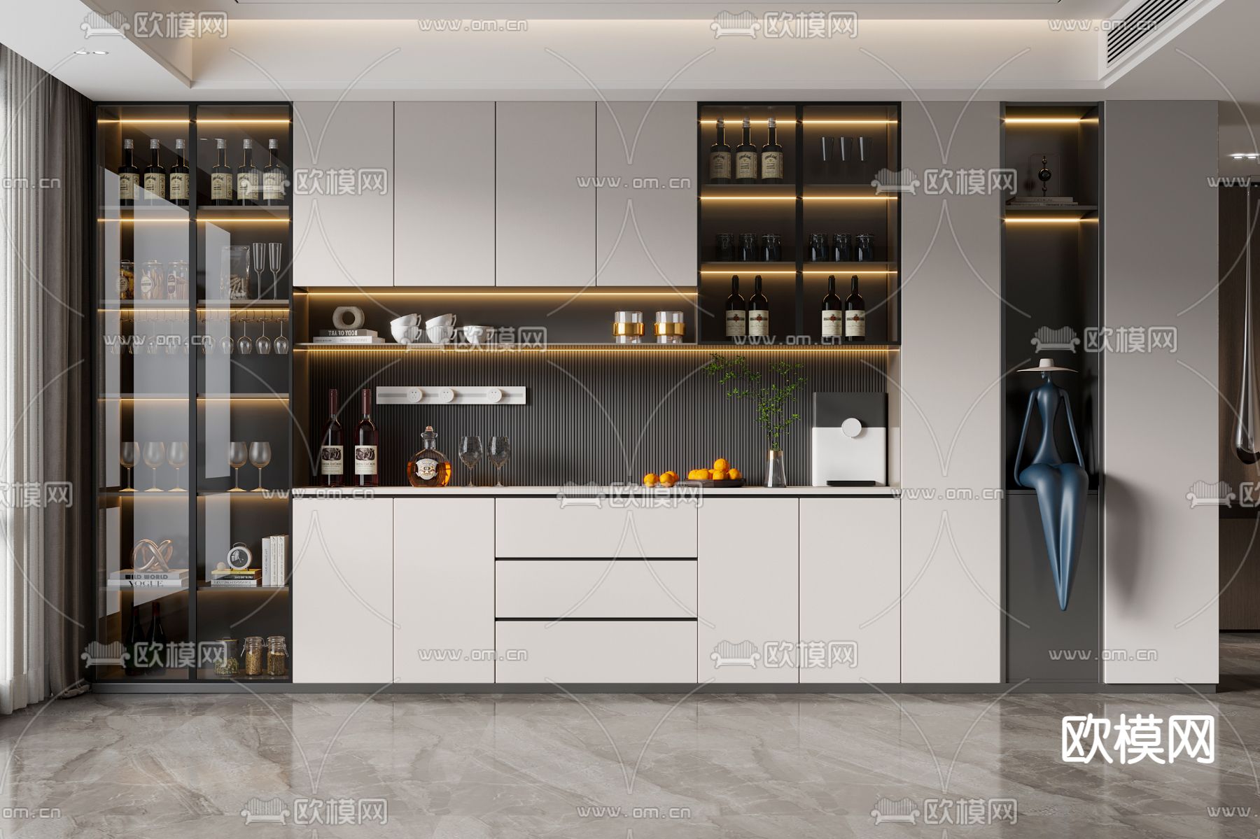 现代酒柜3d模型下载