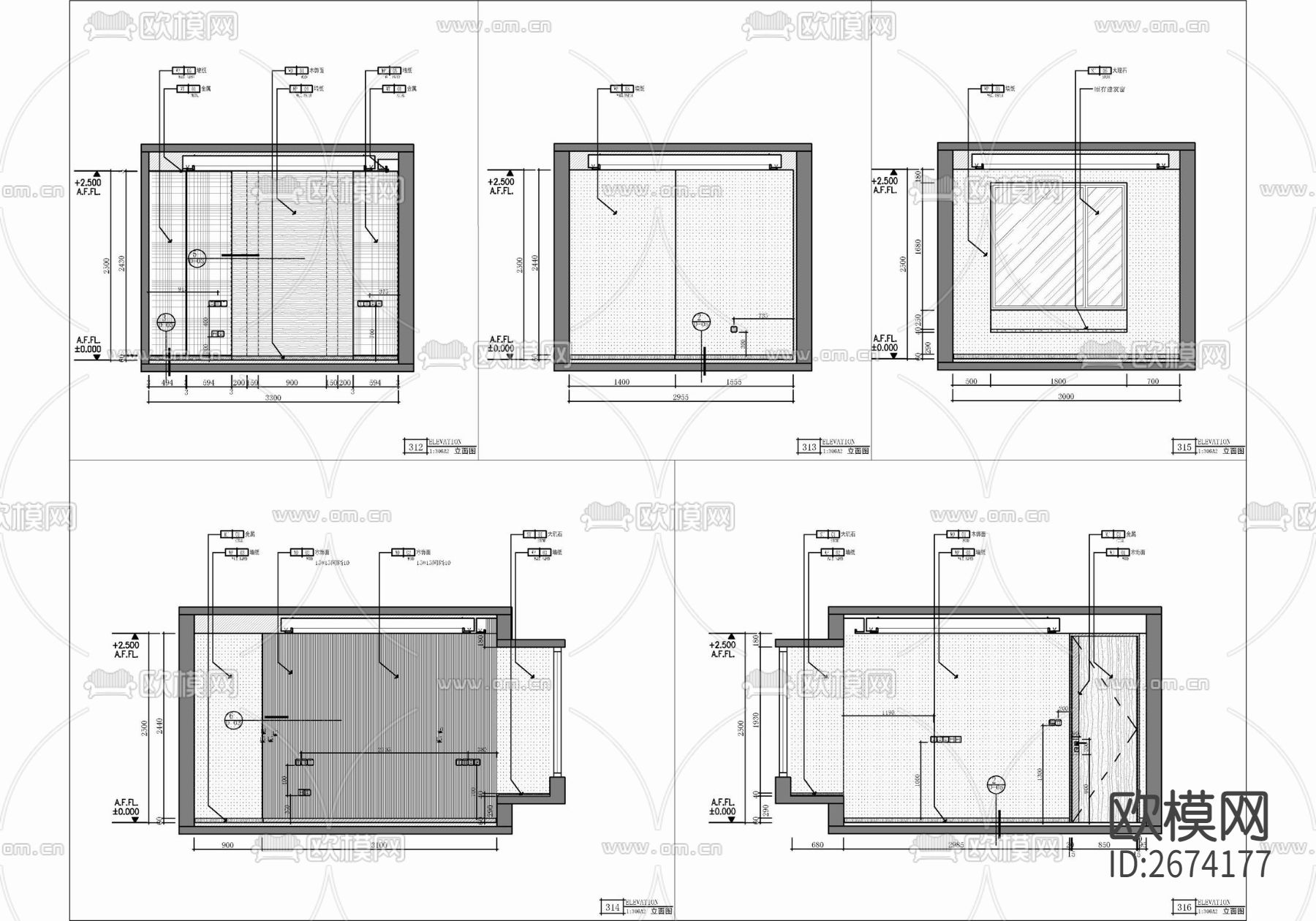 100㎡三居室家装样板间CAD施工图下载（渲染图7）