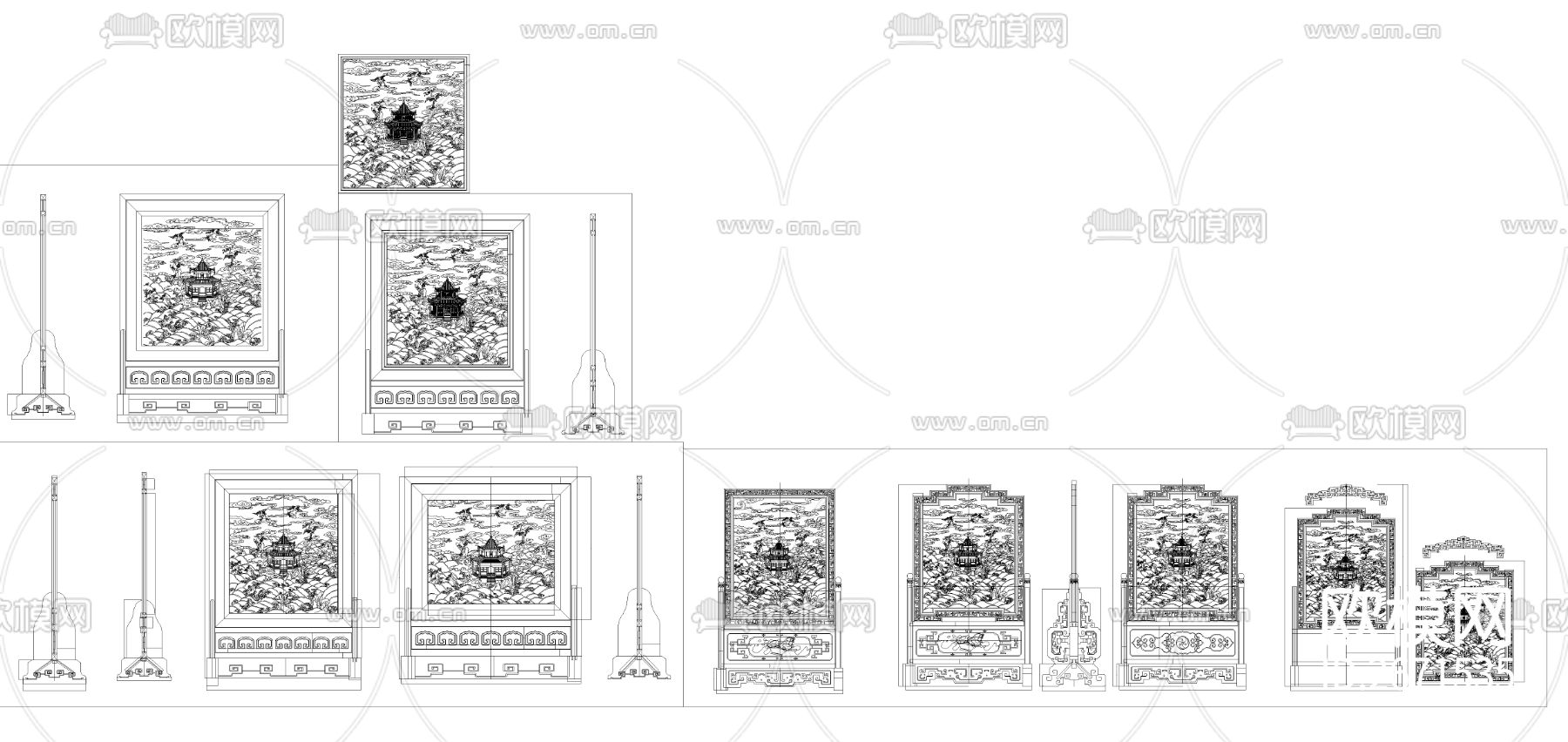 屏风CAD图库下载（渲染图5）