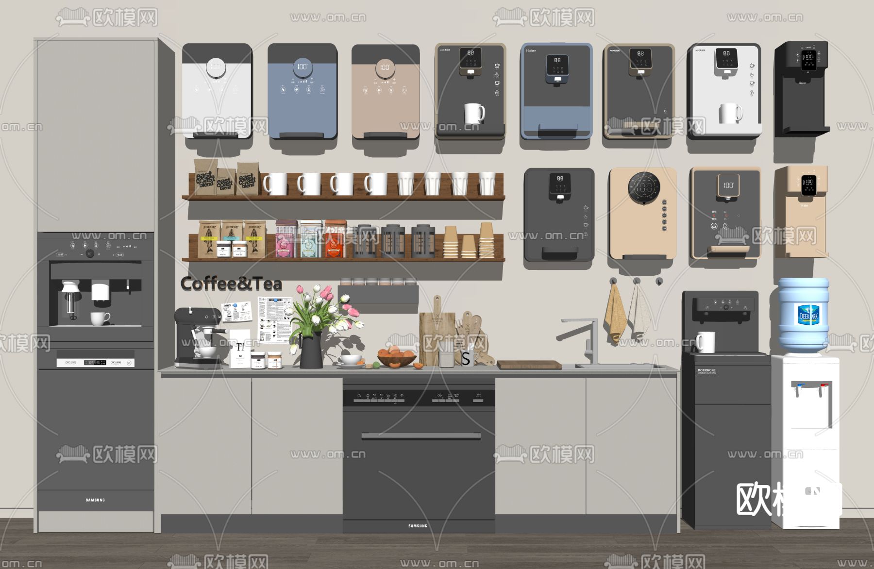 壁挂饮水机 直饮机 料理台su模型下载（渲染图2）