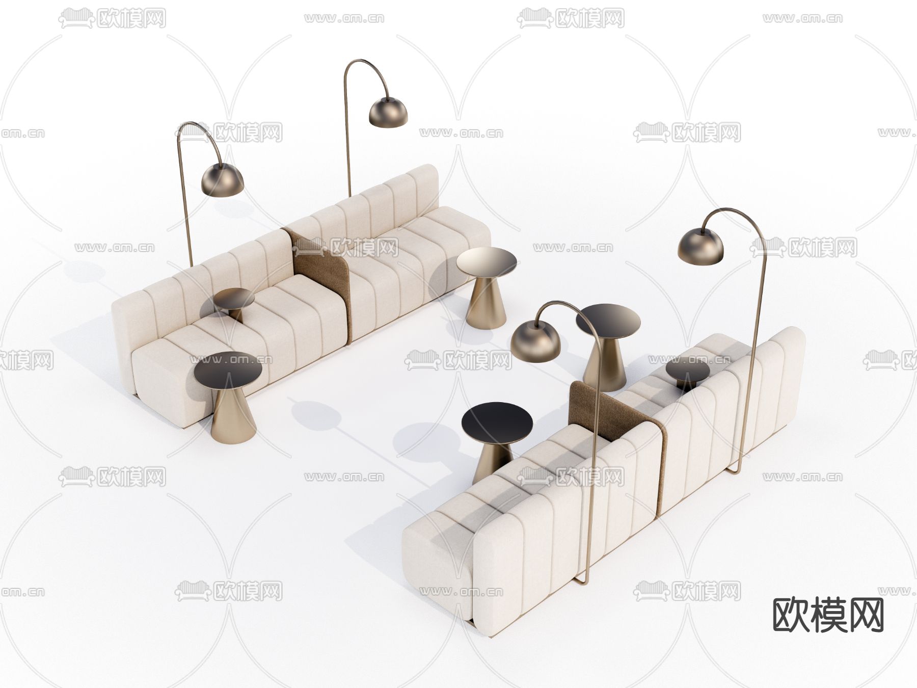 卡座沙发 休闲沙发su模型下载（渲染图1）