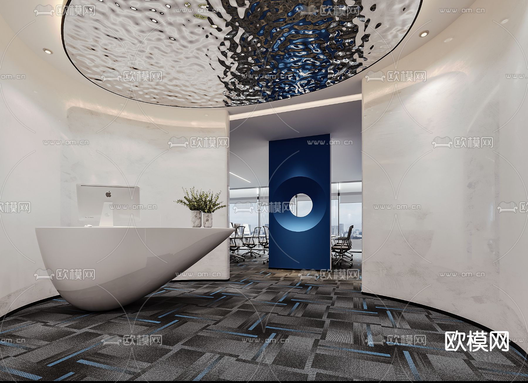 轻奢前厅 前台3d模型下载