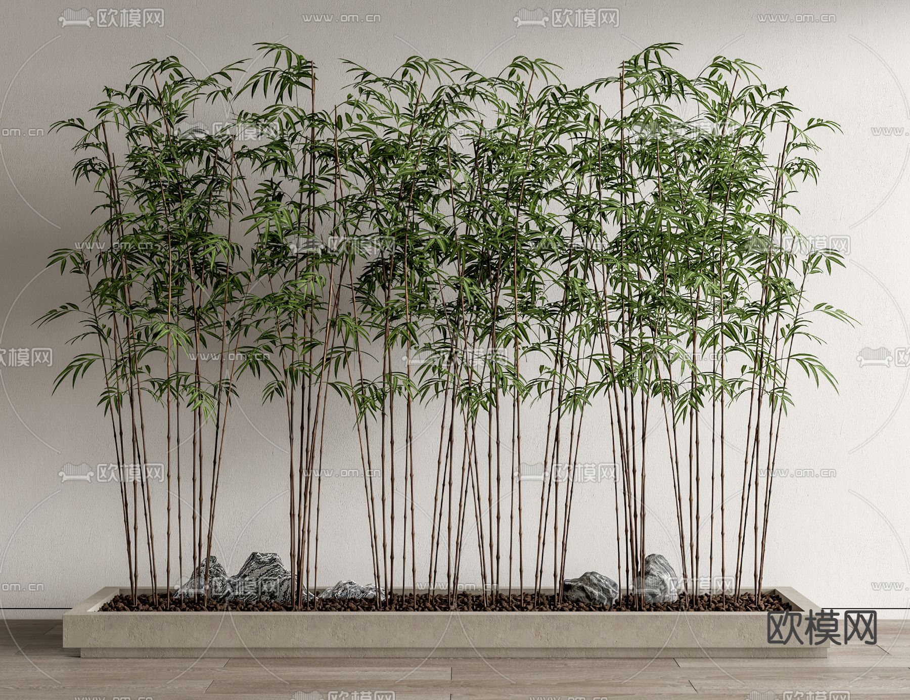 竹子盆栽 盆景 花坛su模型