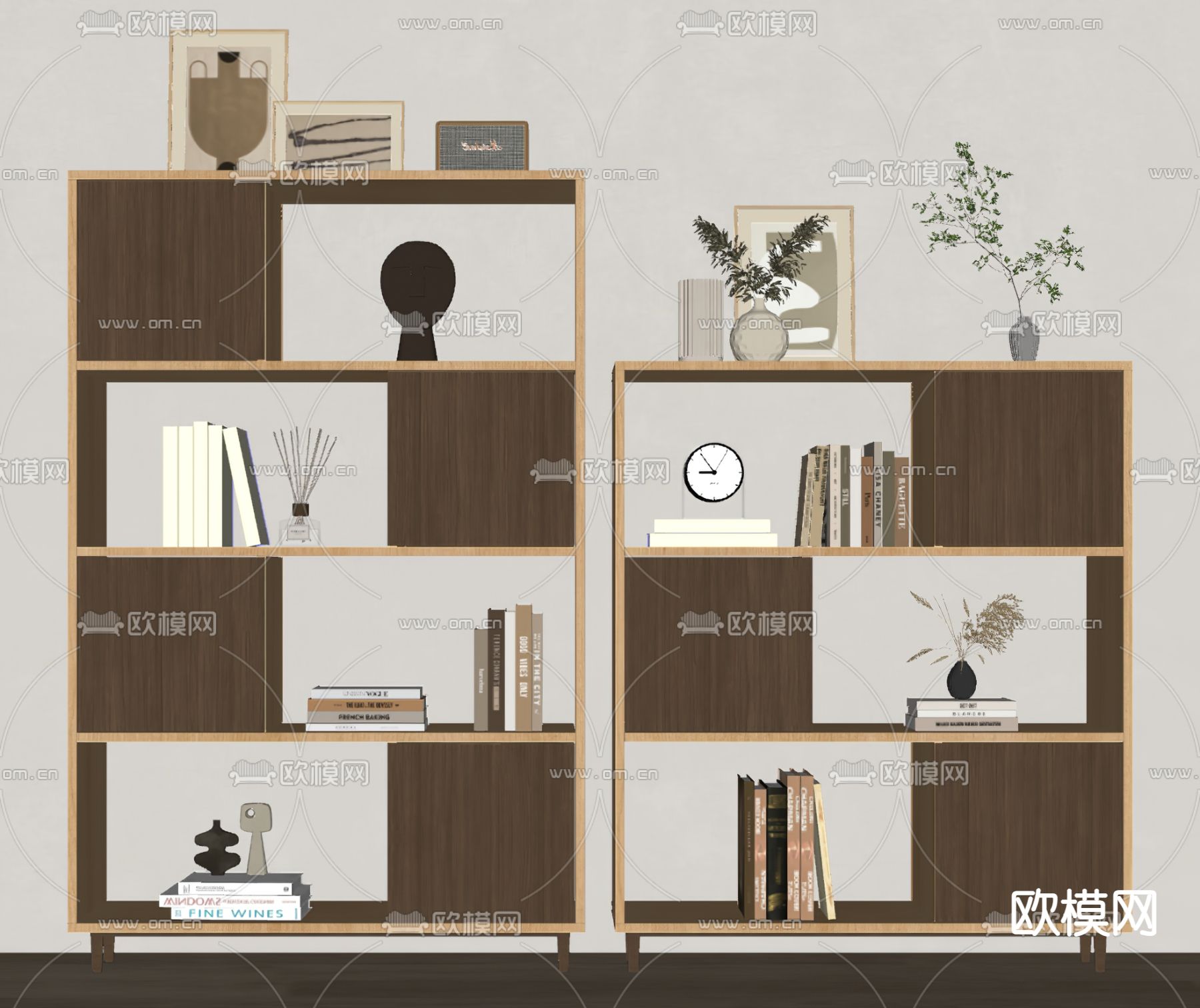 北欧风书架 陈列架su模型下载（渲染图3）