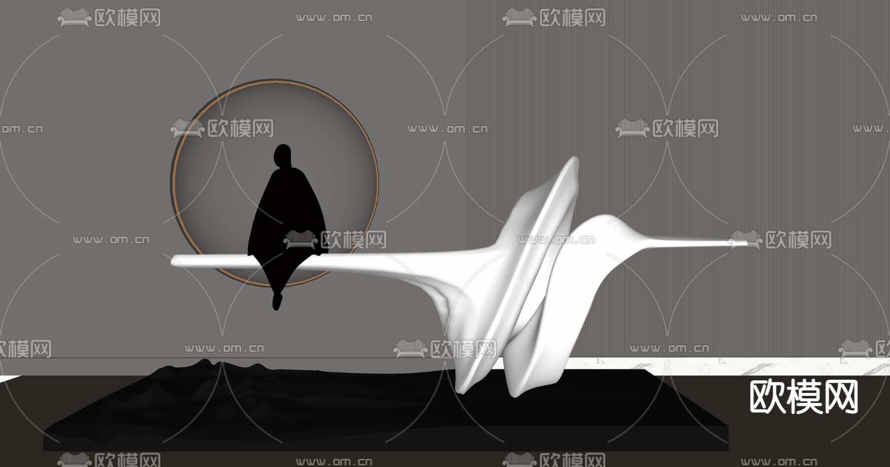 抽象雕塑 艺术装置su模型下载（渲染图2）