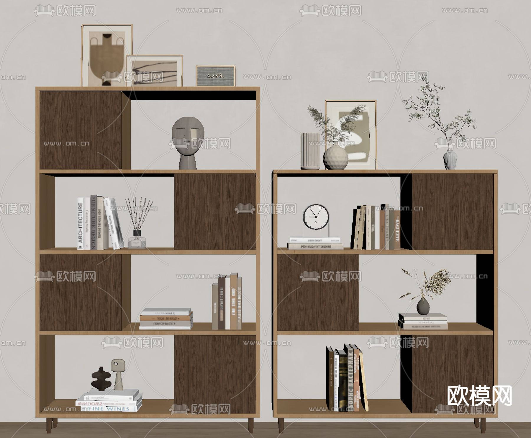 北欧风书架 陈列架su模型下载（渲染图2）