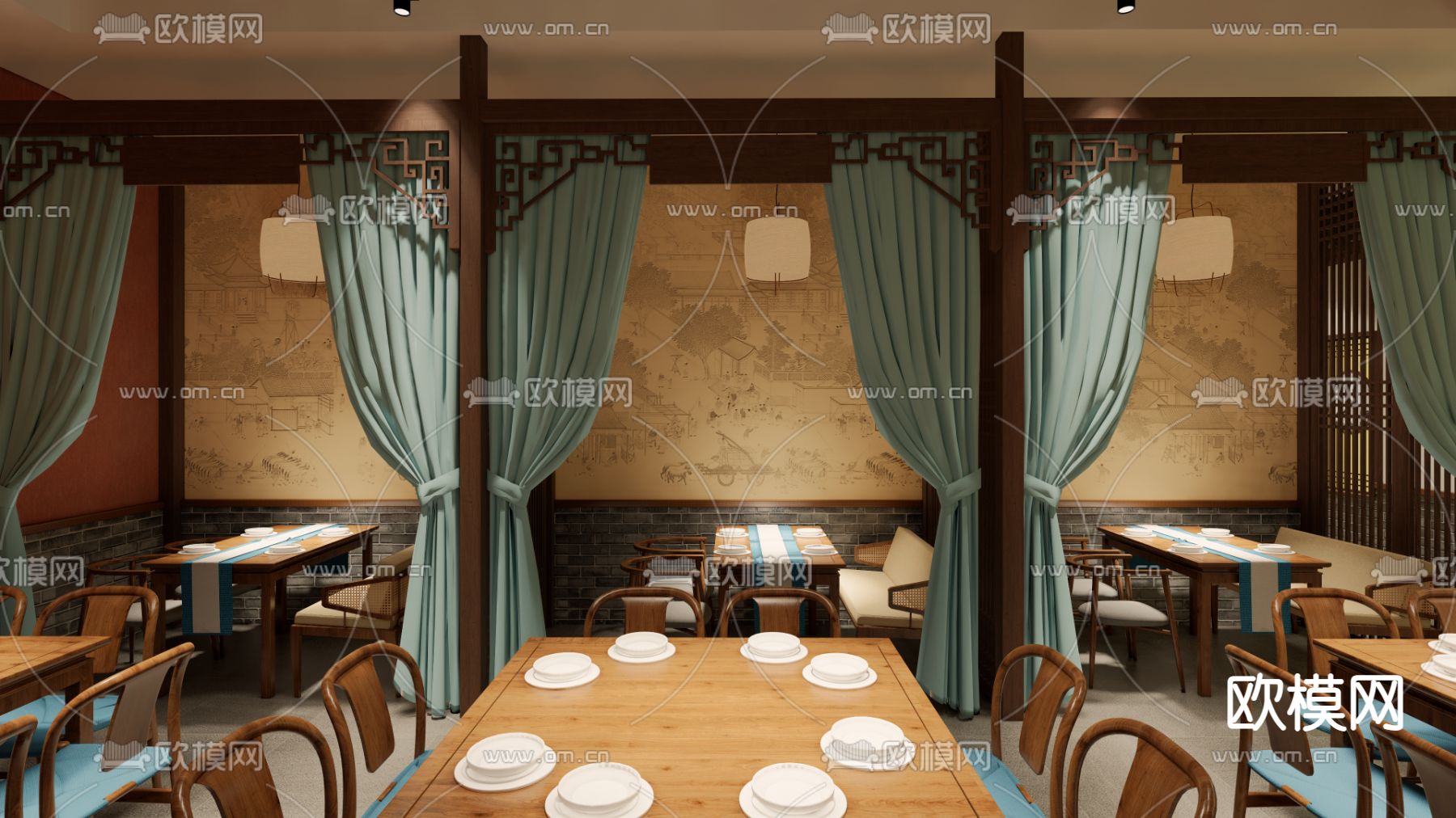 江湖菜 中餐厅su模型下载（渲染图3）