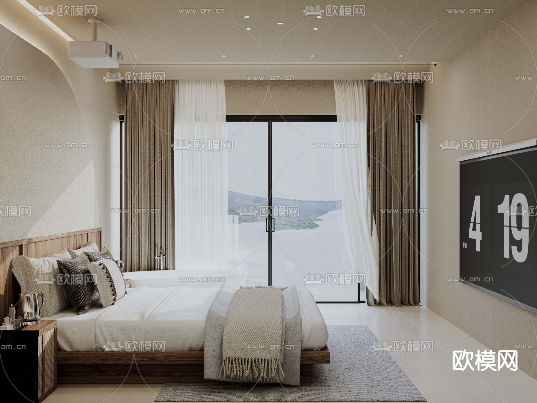 侘寂风民宿 客房3d模型下载（渲染图3）