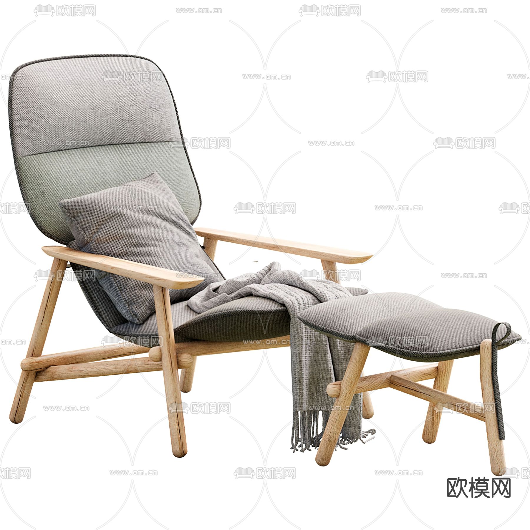 北欧躺椅 休闲椅子su模型下载（渲染图1）