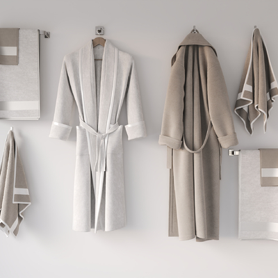  洗浴用品 浴袍 浴巾 毛巾su模型 