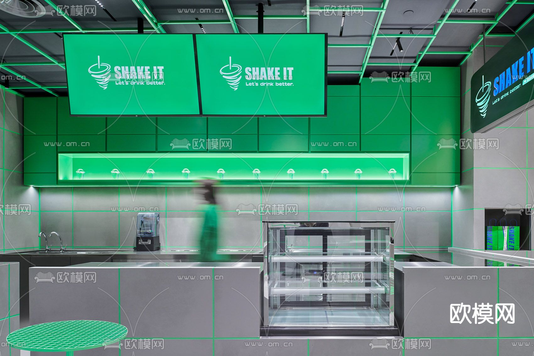 工业风咖啡厅 咖啡馆su模型下载（渲染图2）