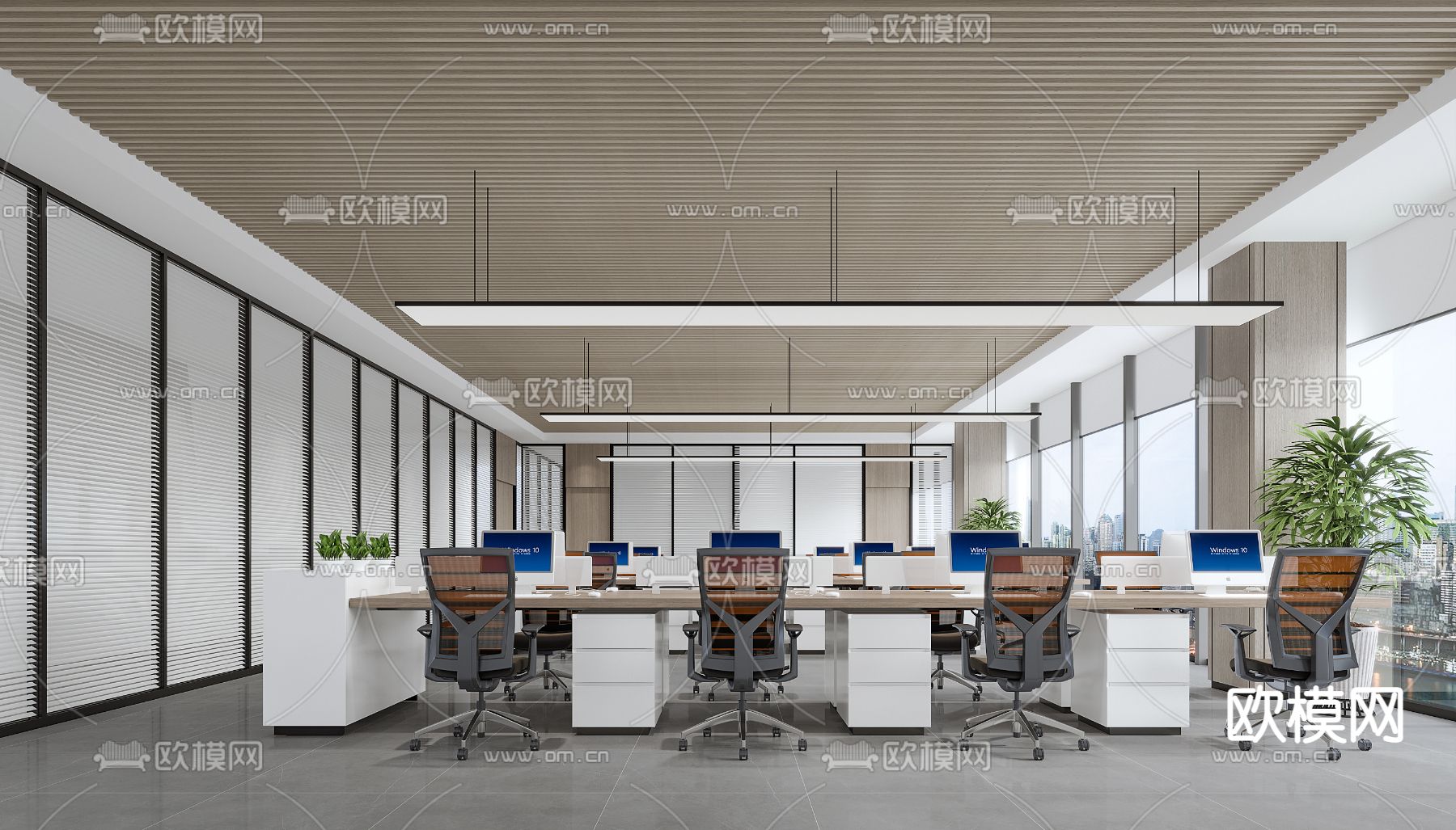 办公室 公共办公区3d模型下载