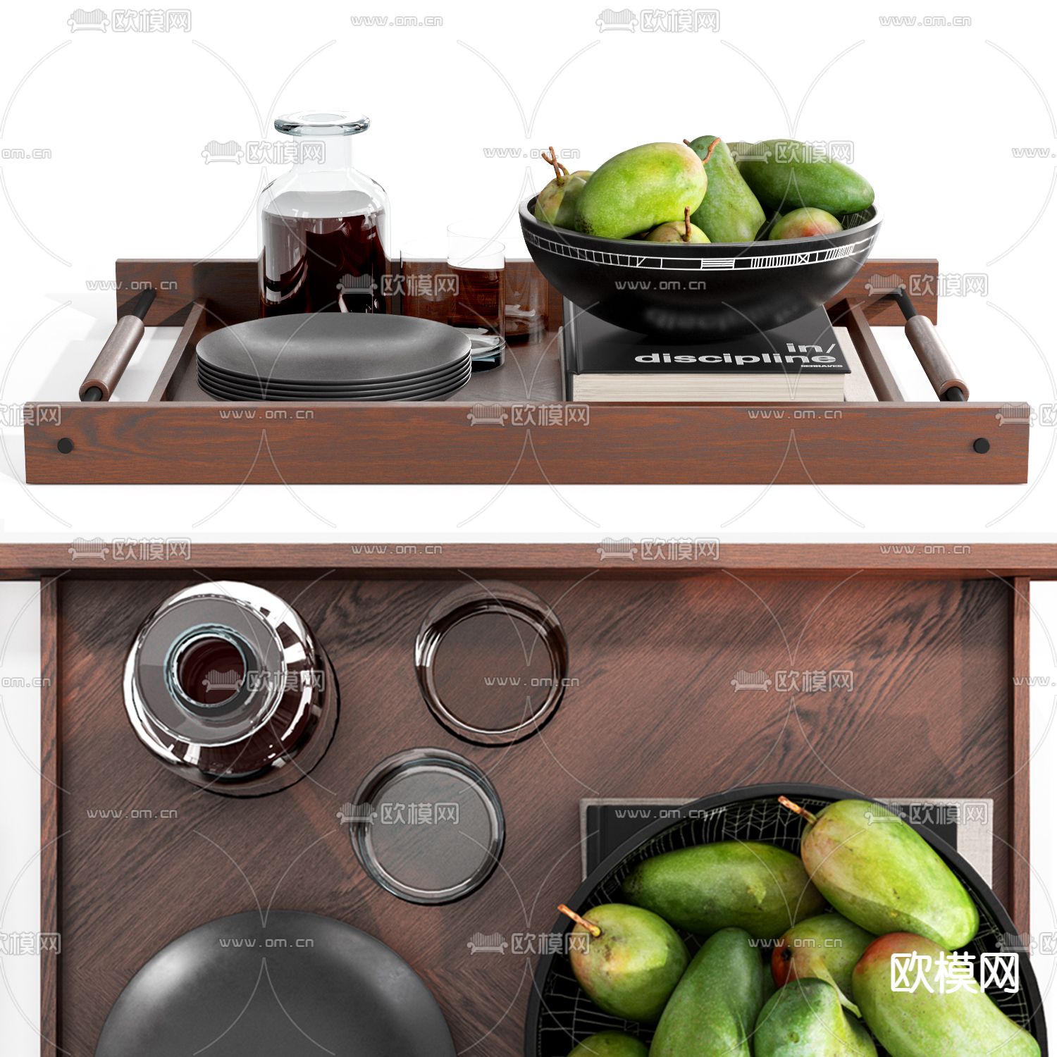 现代水果托盘su模型下载（渲染图1）