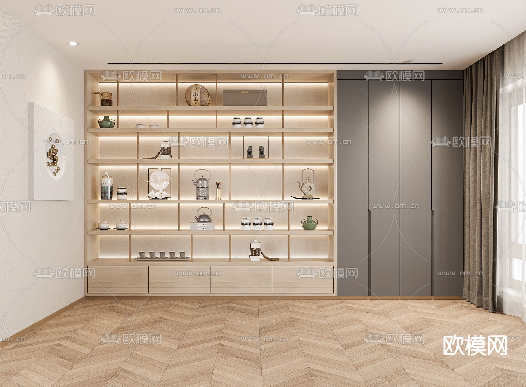 新中式装饰柜 陈列柜3d模型下载