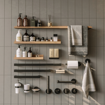  洗浴用品 毛巾架 挂钩su模型 