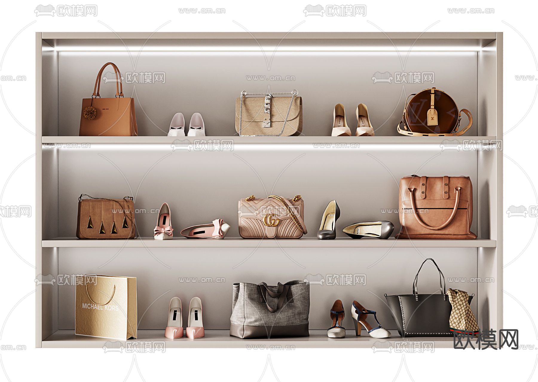 女士包 手提包 皮包 高跟鞋su模型下载（渲染图1）