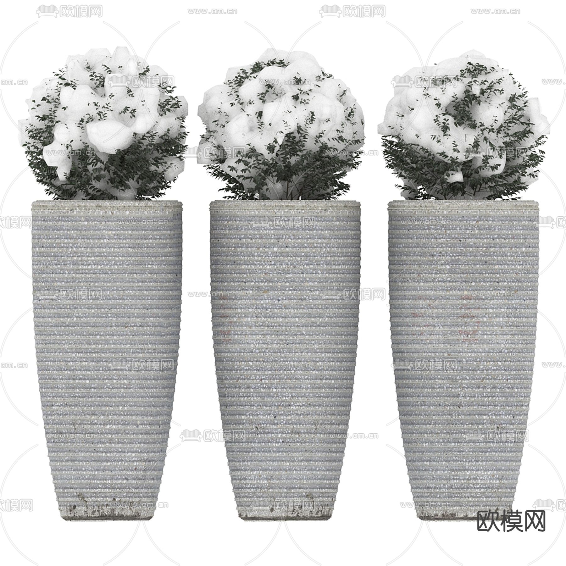 雪景花坛 花钵3d模型下载