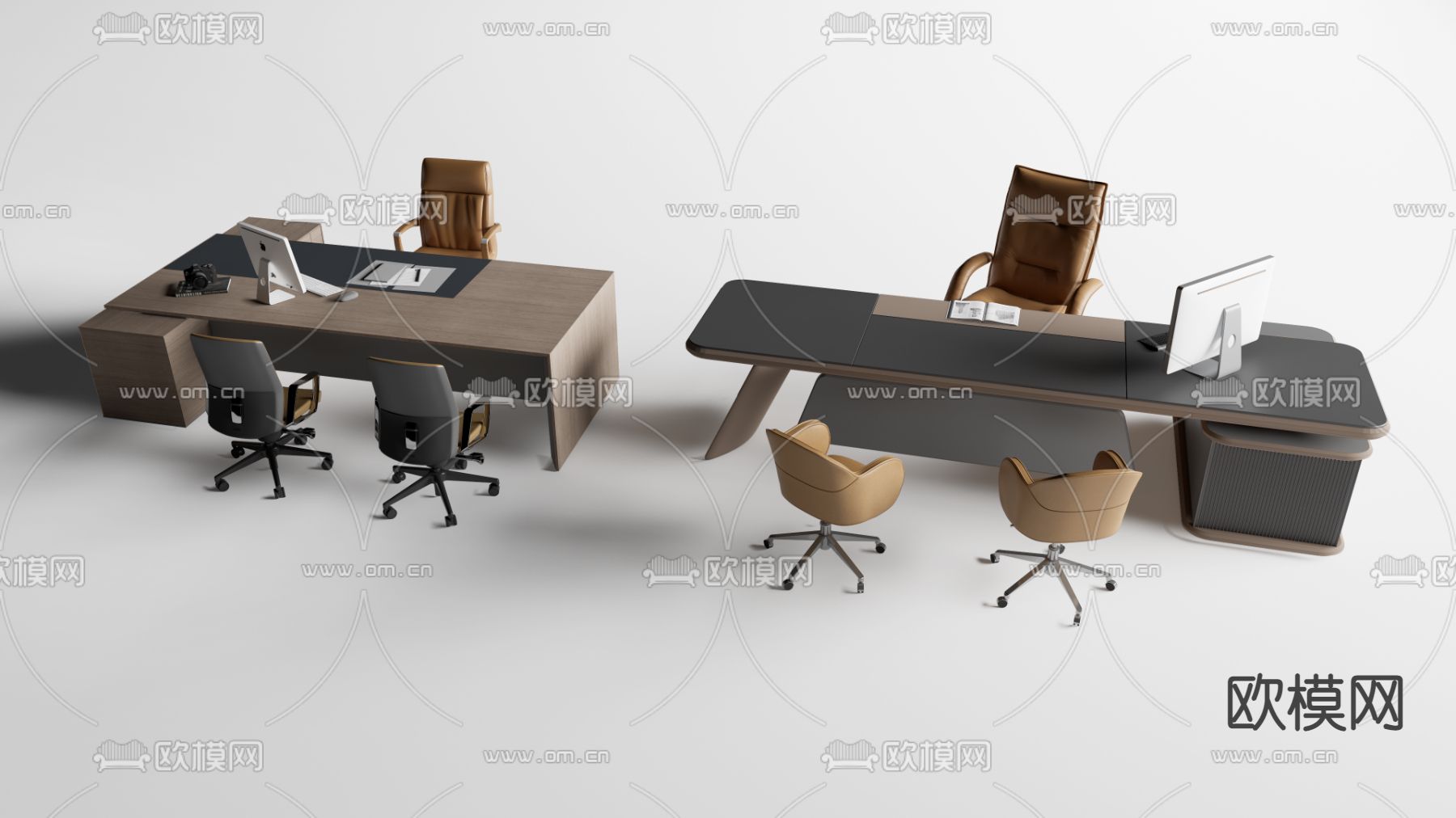 办公桌椅 班台桌3d模型下载