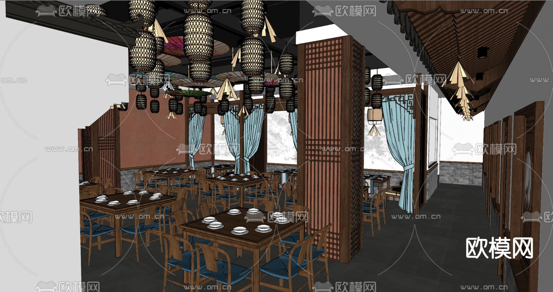 江湖菜 中餐厅su模型下载（渲染图6）