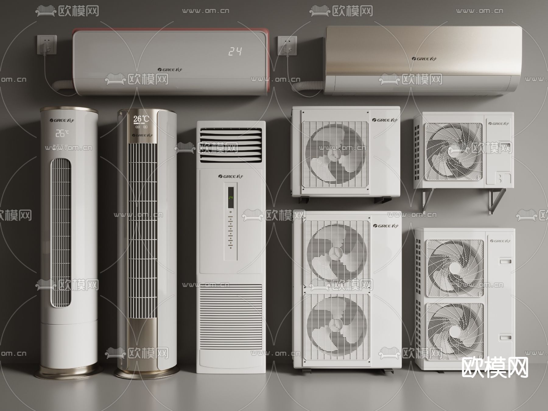 立式空调 挂式空调 空调外机3d模型下载