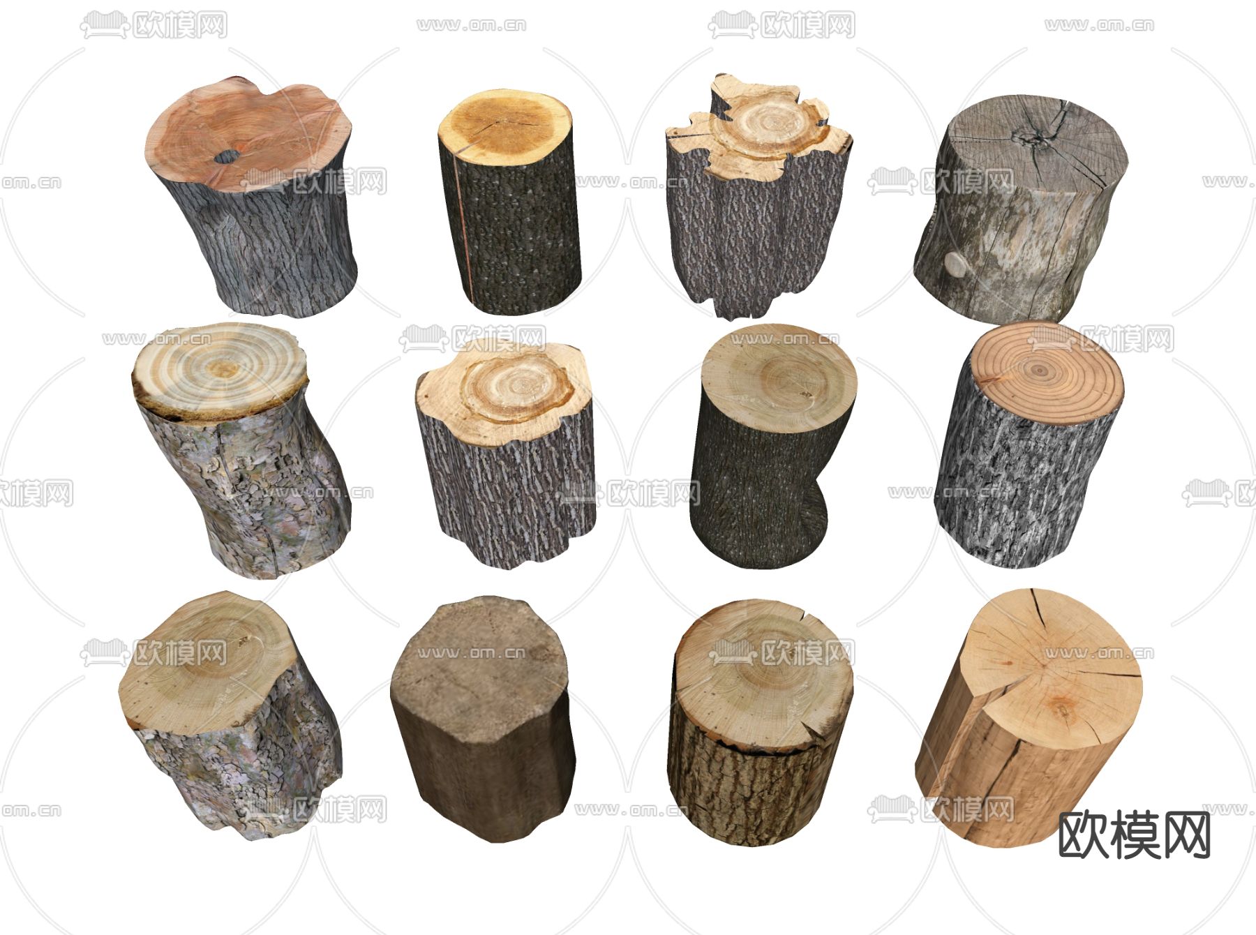 木凳子 木桩 木头 树桩su模型下载（渲染图2）