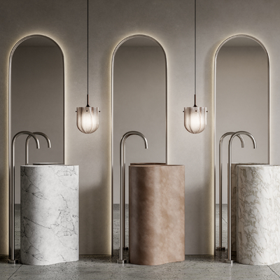 现代柱式台盆su模型