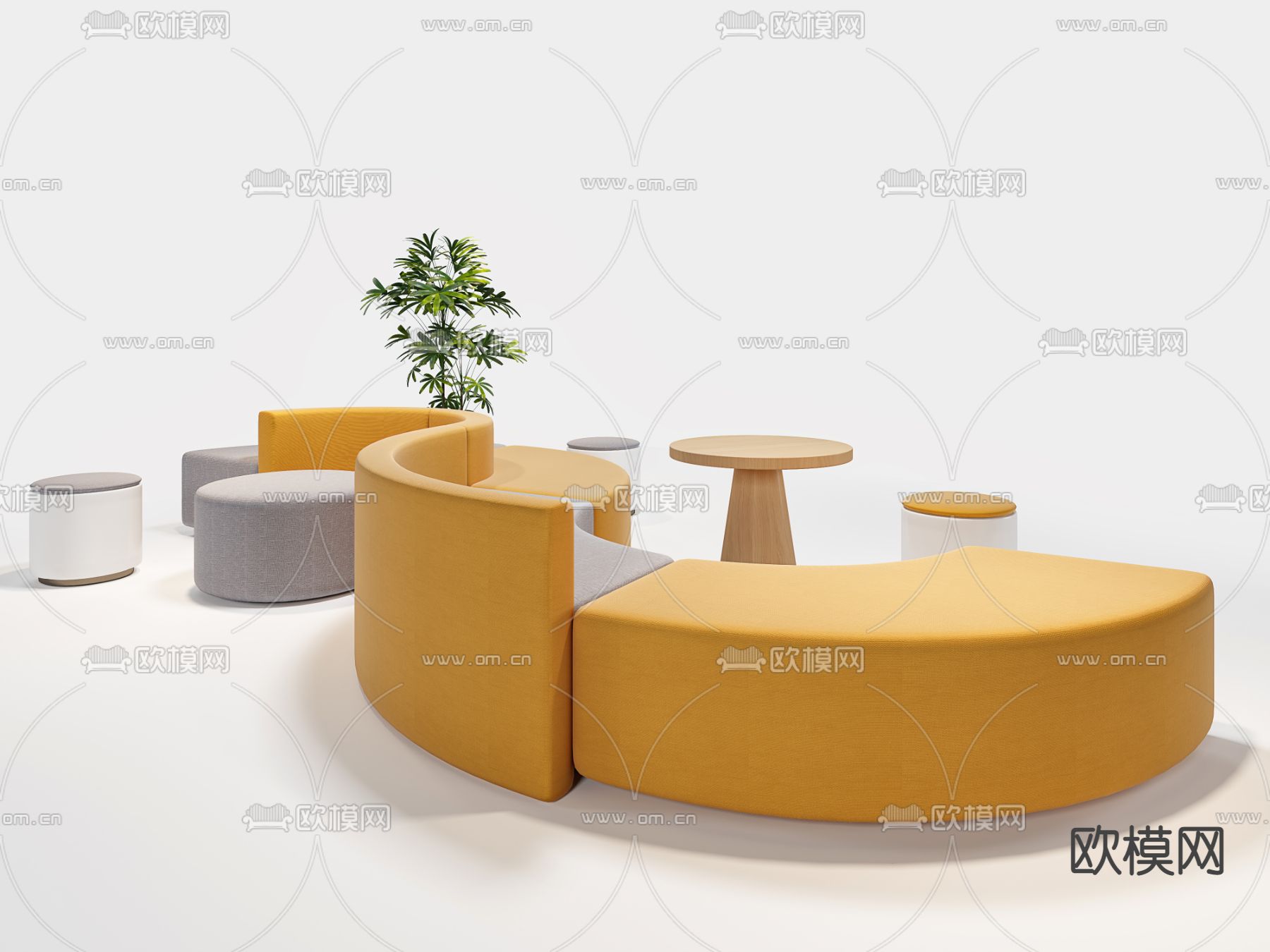 卡座沙发 办公沙发3d模型下载