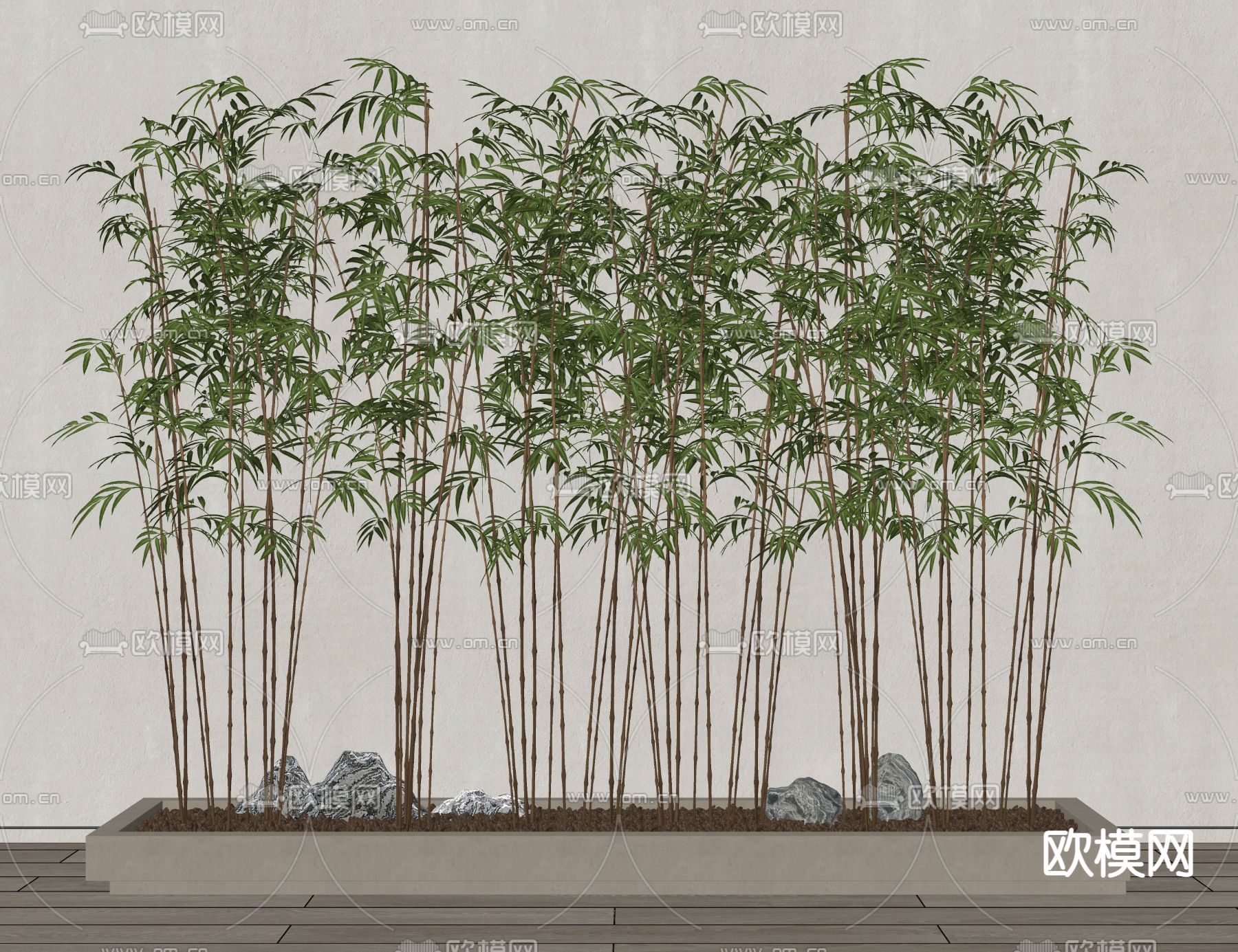 竹子盆栽 盆景 花坛su模型