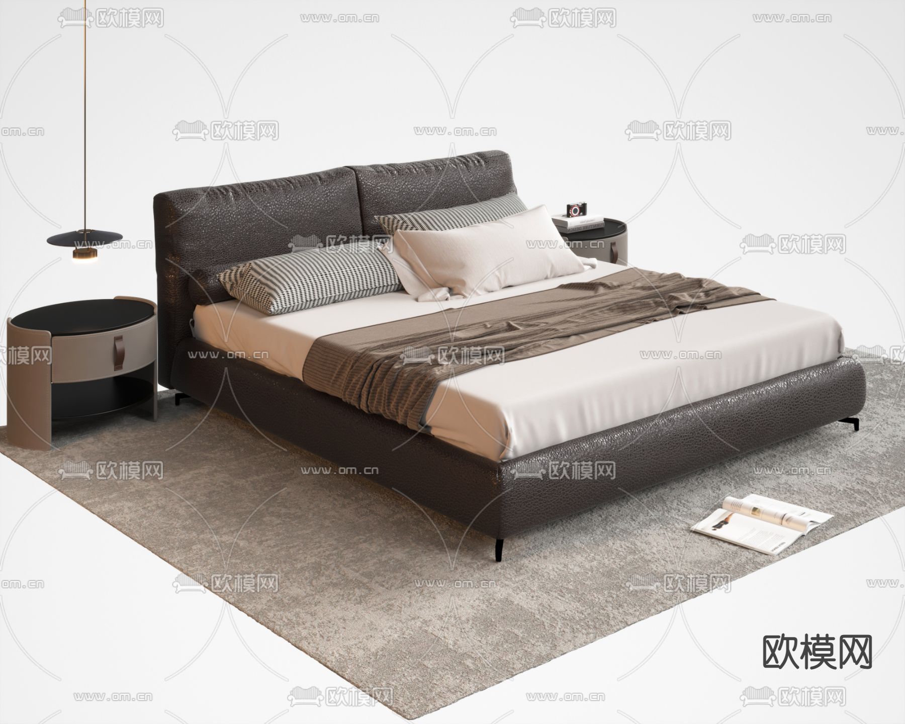 pertica 现代双人床3d模型下载